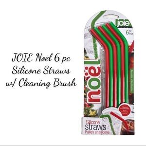 NWT JOIE 6 pc Silicone Straws w/ Cleaning Brush